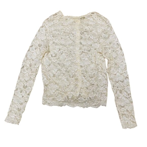 California Style Womens 2 Piece Blouse Sleeveless Ivory Lace Size Small Cardigan - Picture 2 of 14